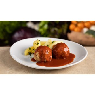   03.23. (Hétfő) -"A" Főétel - Paradicsomos húsgombóc petrezselymes főtt burgonyával